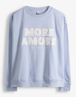 Sweatshirt - Applikation - hellblau