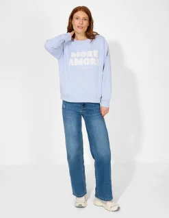 Sweatshirt - Applikation - hellblau