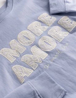 Sweatshirt - Applikation - hellblau