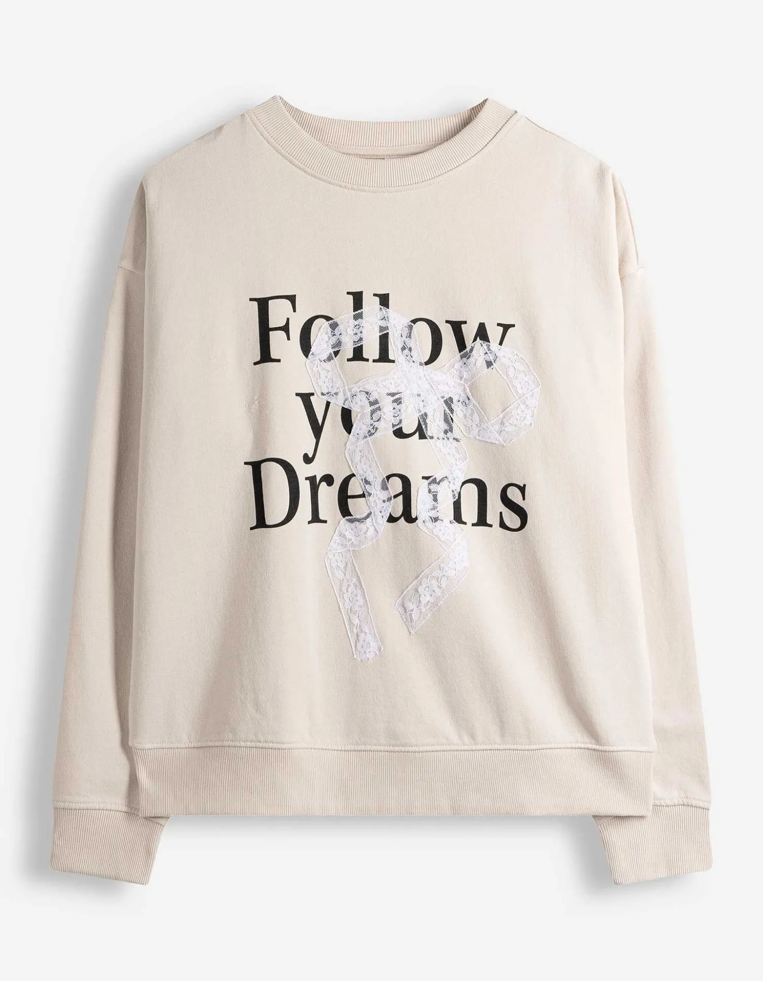 Sweatshirt - Applikation - beige