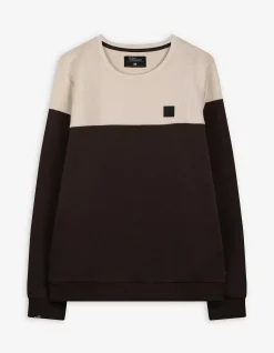Sweatshirt - Color-Blocking - dunkelbraun
