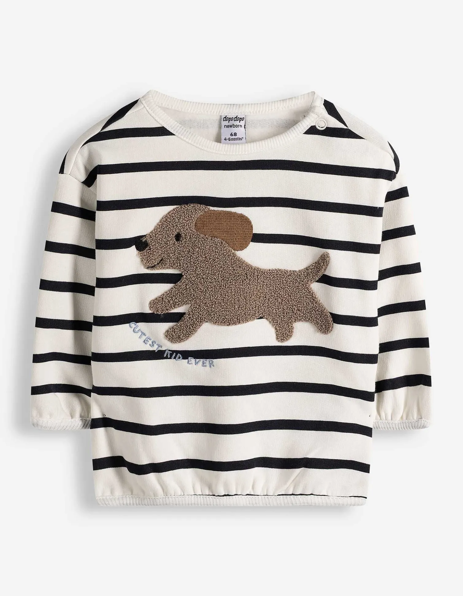 Sweatshirt - Frottee Application - weiß