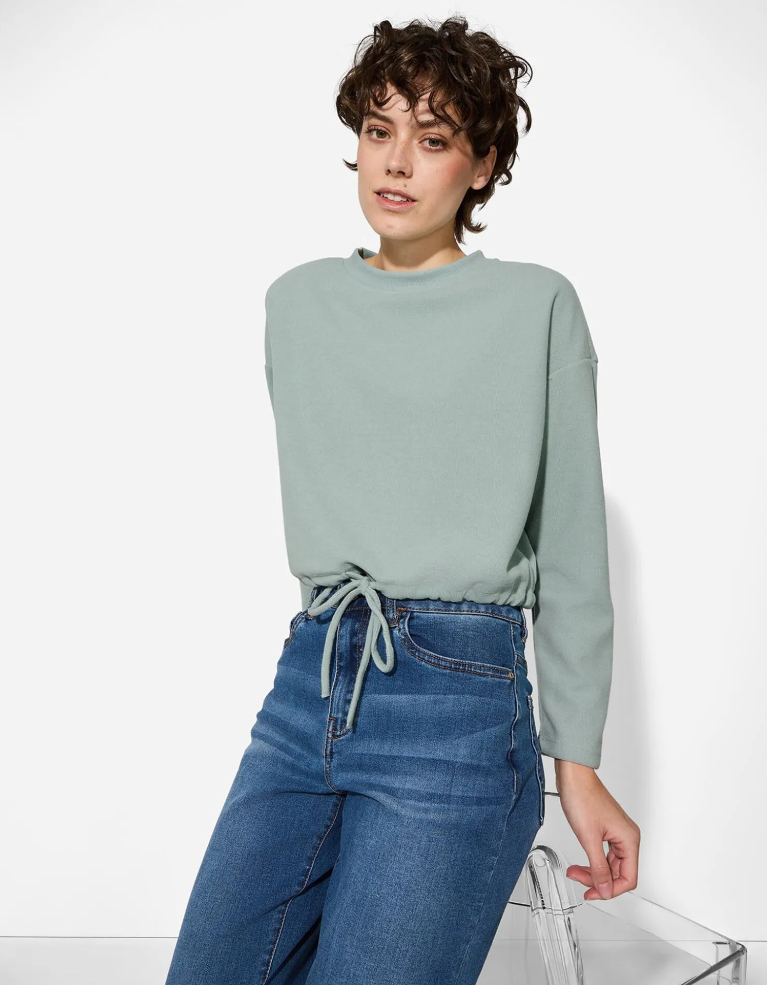 Sweatshirt - Kordel - türkis