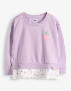 Sweatshirt - Material-Mix - lila
