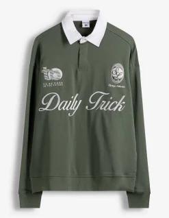 Sweatshirt - Polokragen - dunkelgrün