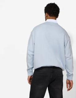 Sweatshirt - Polokragen - hellblau