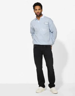 Sweatshirt - Polokragen - hellblau