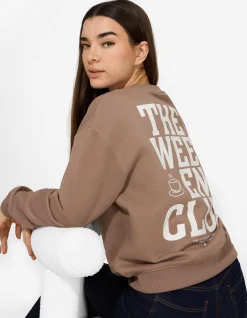 Sweatshirt - Rückenprint - braun