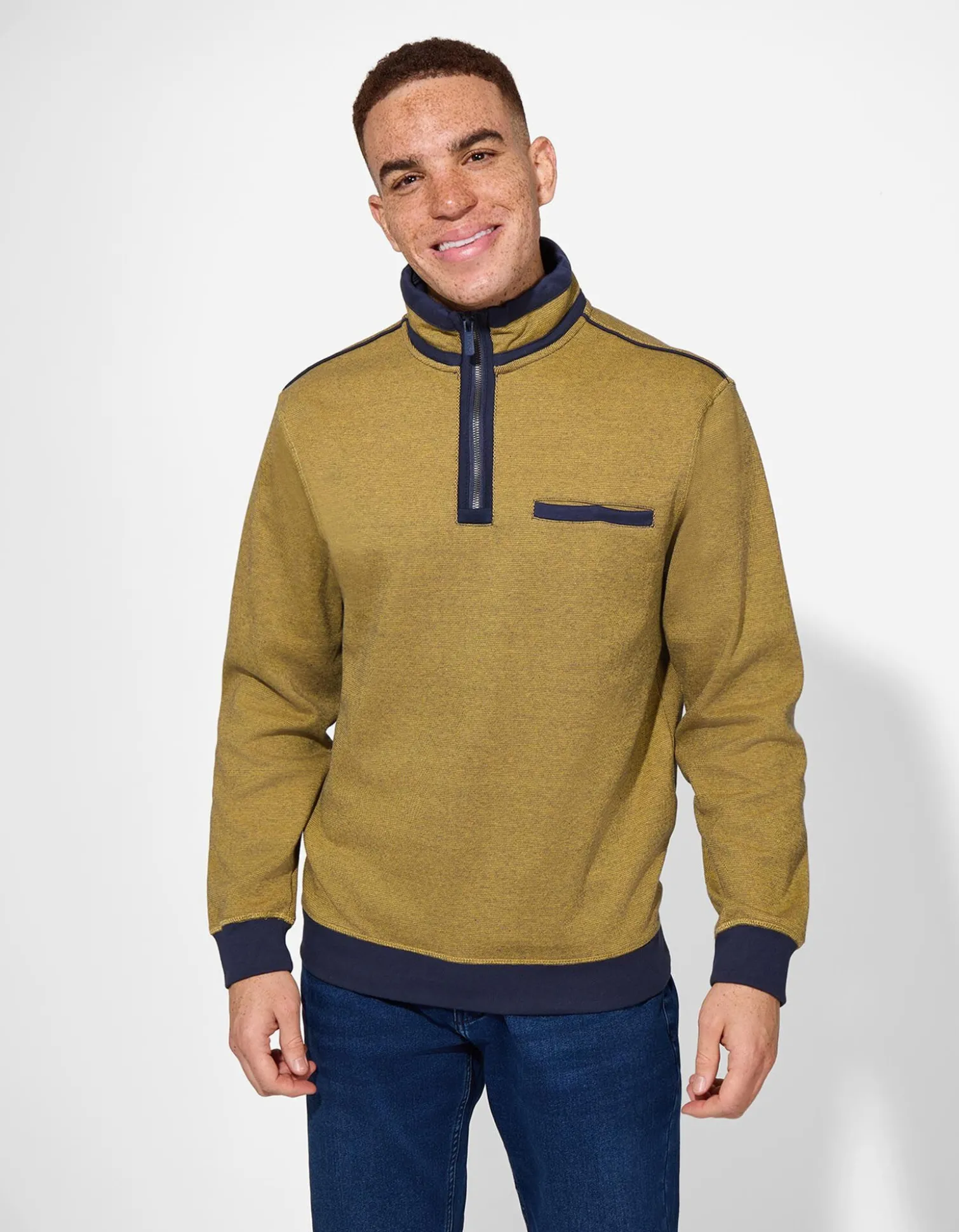 Sweatshirt - Stehkragen - gelb