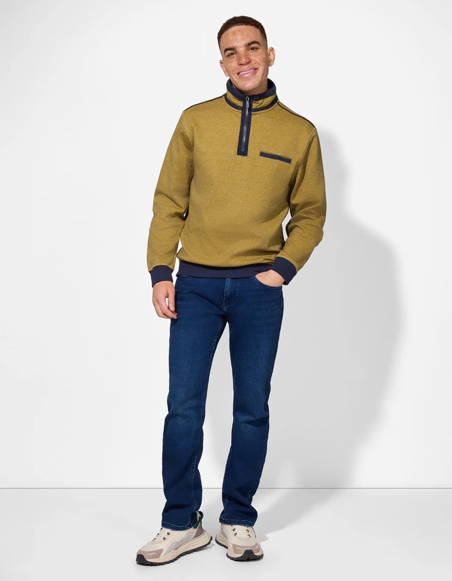 Sweatshirt - Stehkragen - gelb