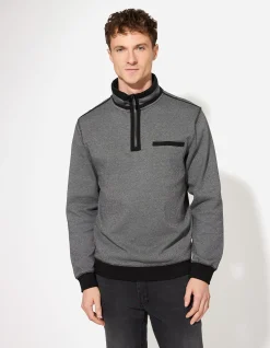 Sweatshirt - Stehkragen - schwarz