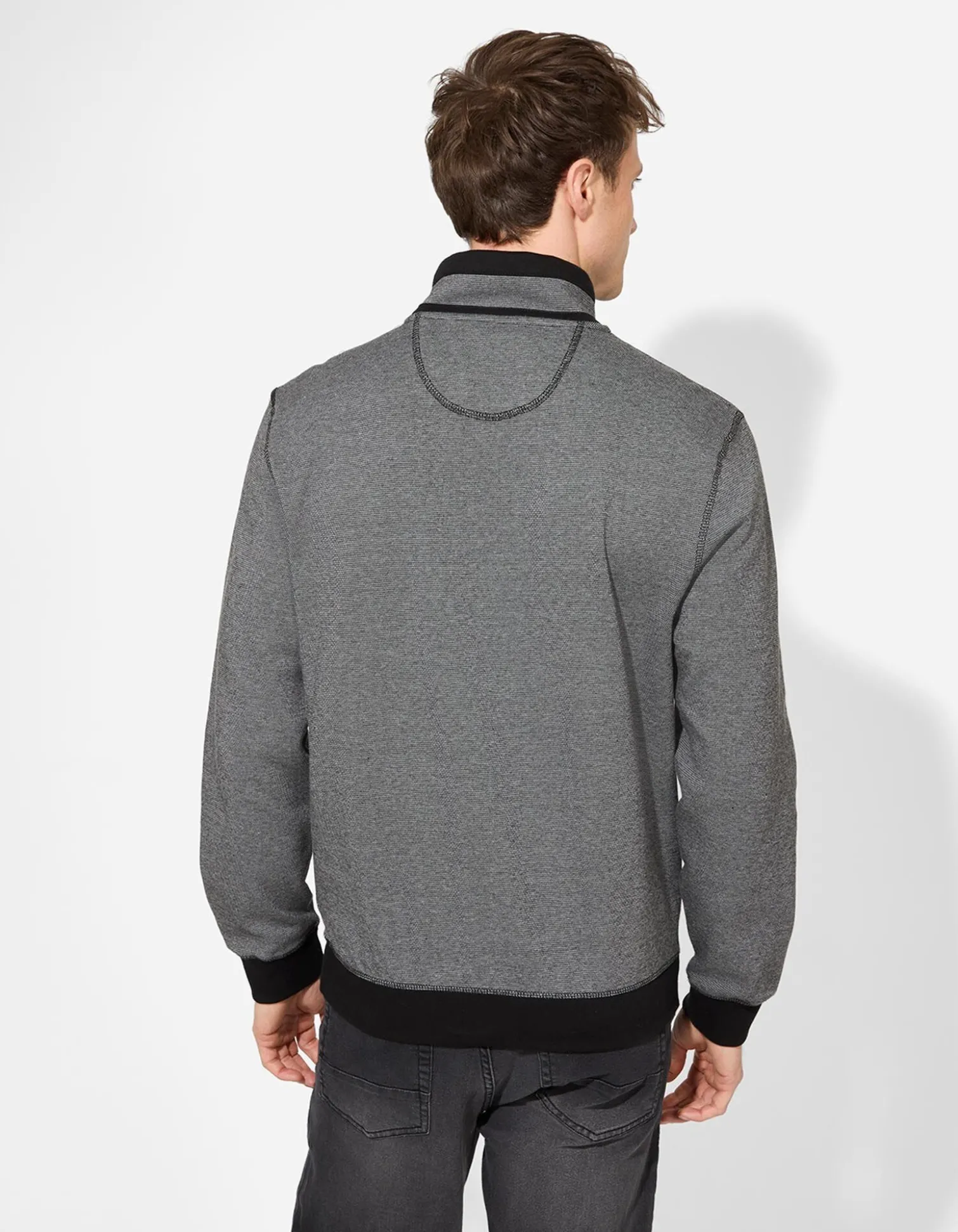 Sweatshirt - Stehkragen - schwarz