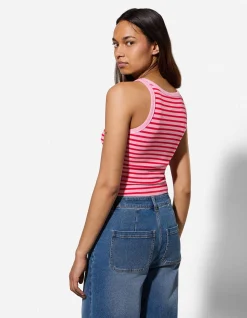 Tanktop - Rippenstruktur - Pink