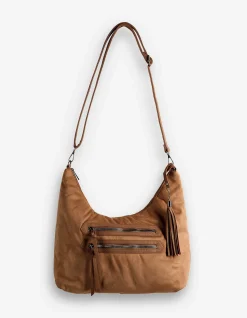 Tasche - Wildlederimitat - hellbraun