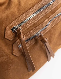 Tasche - Wildlederimitat - hellbraun