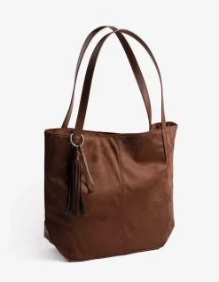 Tasche - Wildlederimitat - dunkelbraun