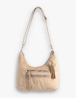 Tasche - Wildlederimitat - beige