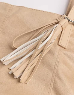 Tasche - Wildlederimitat - beige