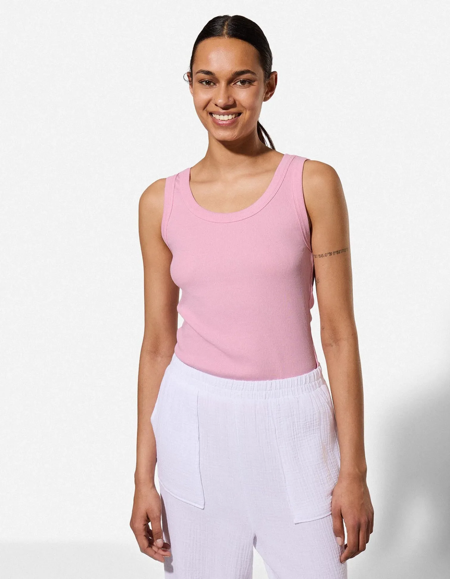 Top - Rippenstruktur - Pink