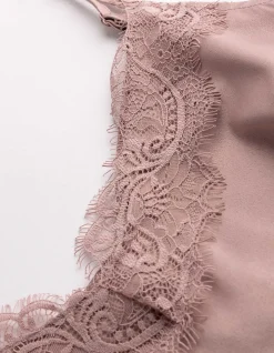 Top - Spitzenbesatz - rosa