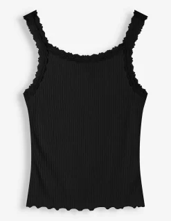 Top - Spitzenbesatz - schwarz