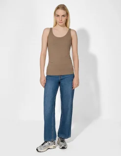 Top - Stretchanteil - braun