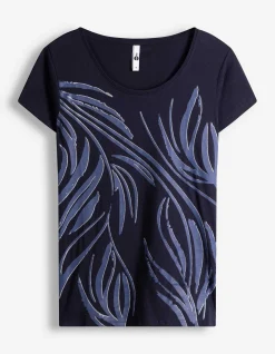 T-Shirt - Allover-Muster - dunkelblau