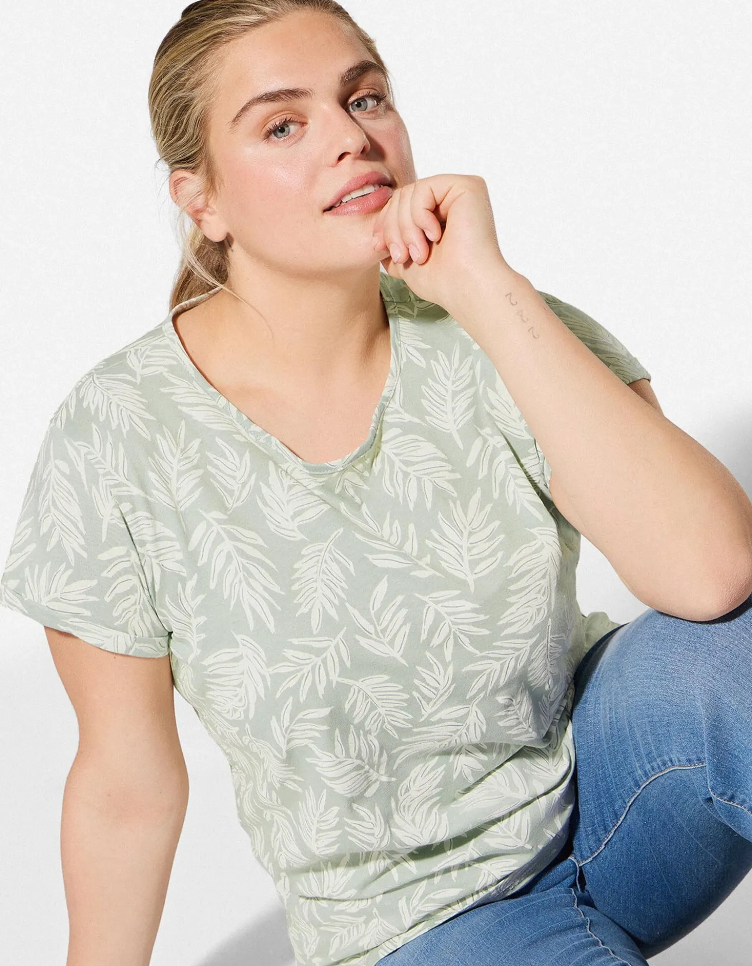 T-Shirt - Allover-Muster - grün