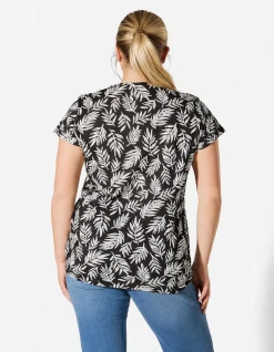 T-Shirt - Allover-Muster - schwarz