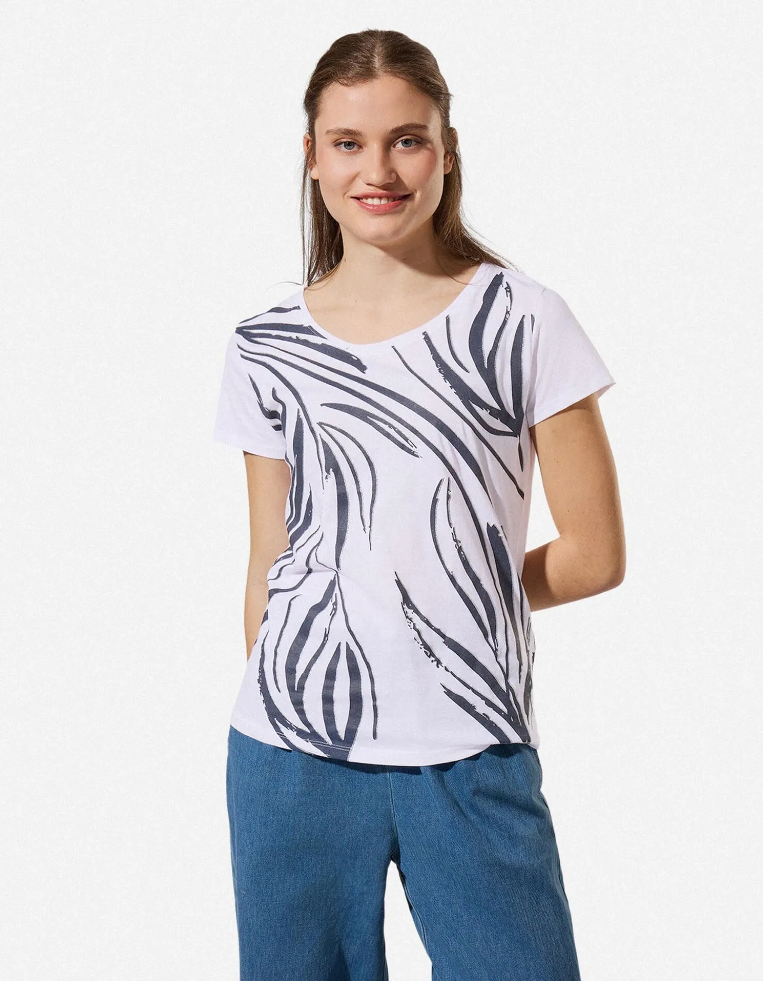 T-Shirt - Allover-Muster - weiß