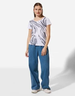 T-Shirt - Allover-Muster - weiß