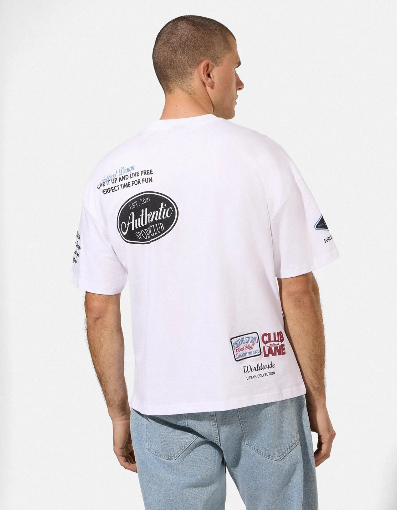 T-Shirt - Allover-Print - weiß