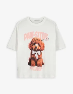 T-Shirt - Animal-Muster - weiß