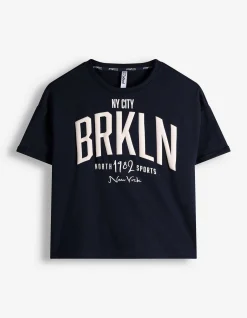 T-Shirt - Baumwoll-Mix - dunkelblau