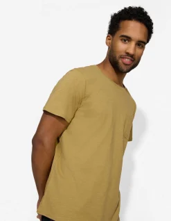 T-Shirt - Brusttasche - hellbraun