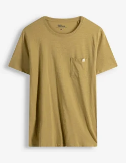 T-Shirt - Brusttasche - hellbraun