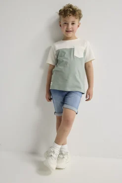 T-Shirt - Color-Blocking - grün