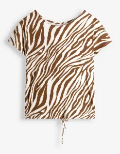 T-Shirt - Florales Muster - braun