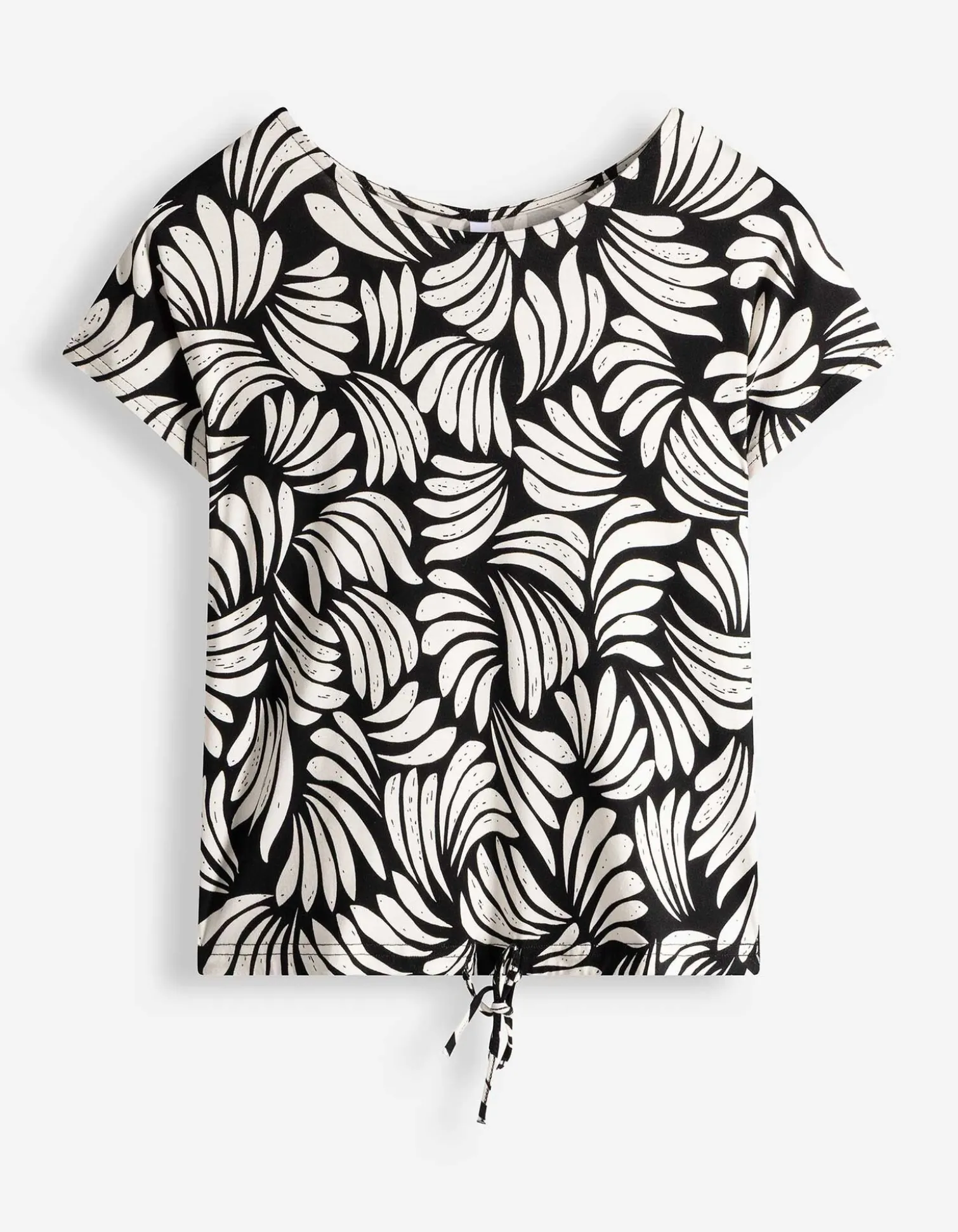 T-Shirt - Florales Muster - schwarz
