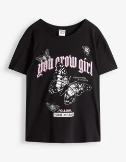 T-Shirt - Frontprint - schwarz