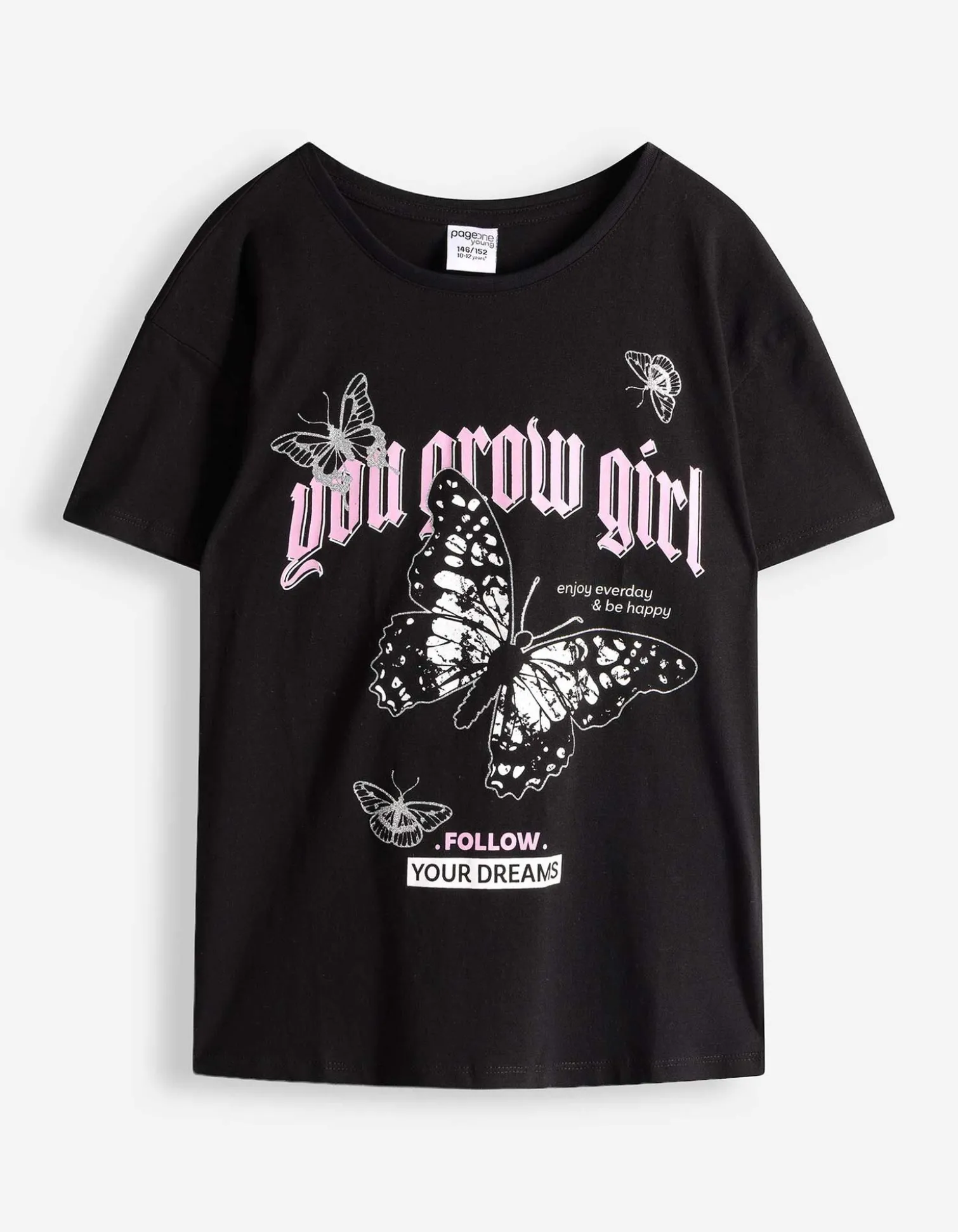 T-Shirt - Frontprint - schwarz