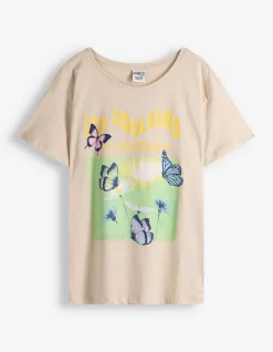 T-Shirt - Glitzerprint - beige