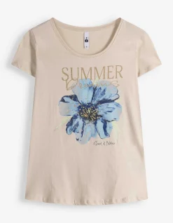 T-Shirt - Glitzerprint - Beige