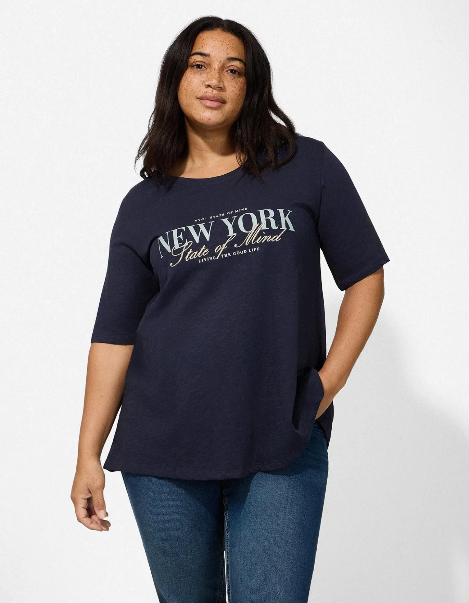 T-Shirt - Glitzerprint - dunkelblau