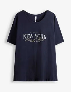 T-Shirt - Glitzerprint - dunkelblau