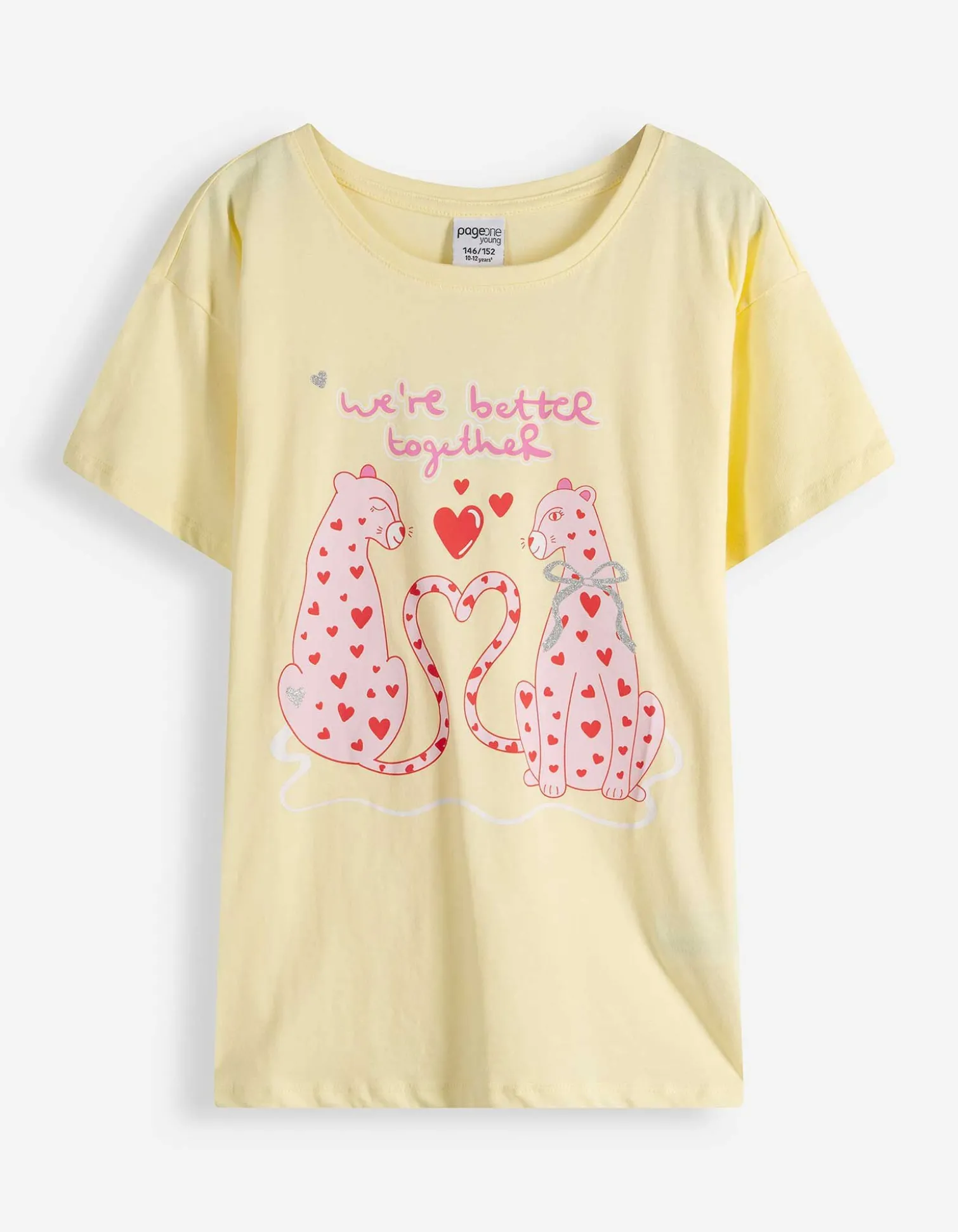 T-Shirt - Glitzerprint - hellgelb