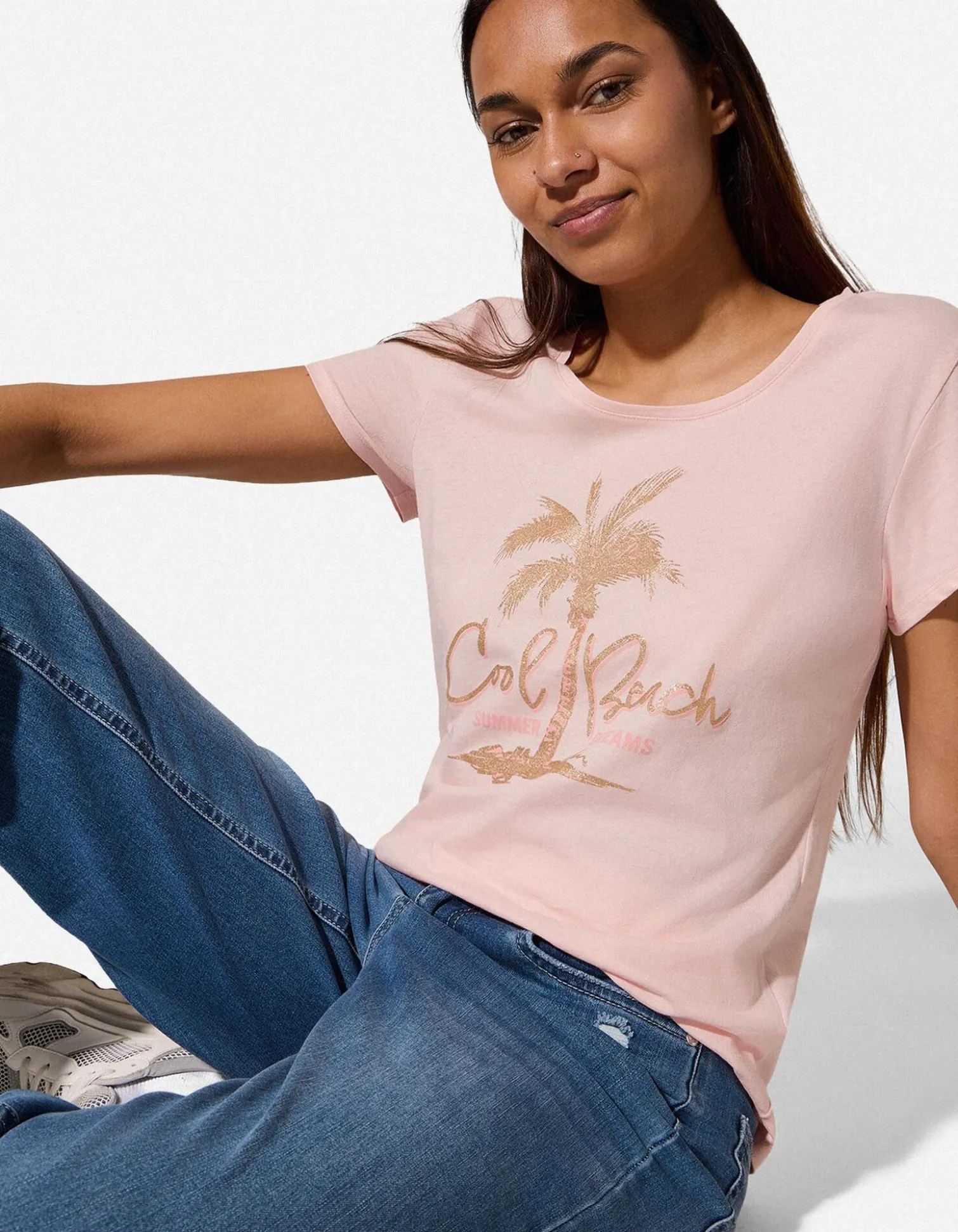 T-Shirt - Glitzerprint - rosa