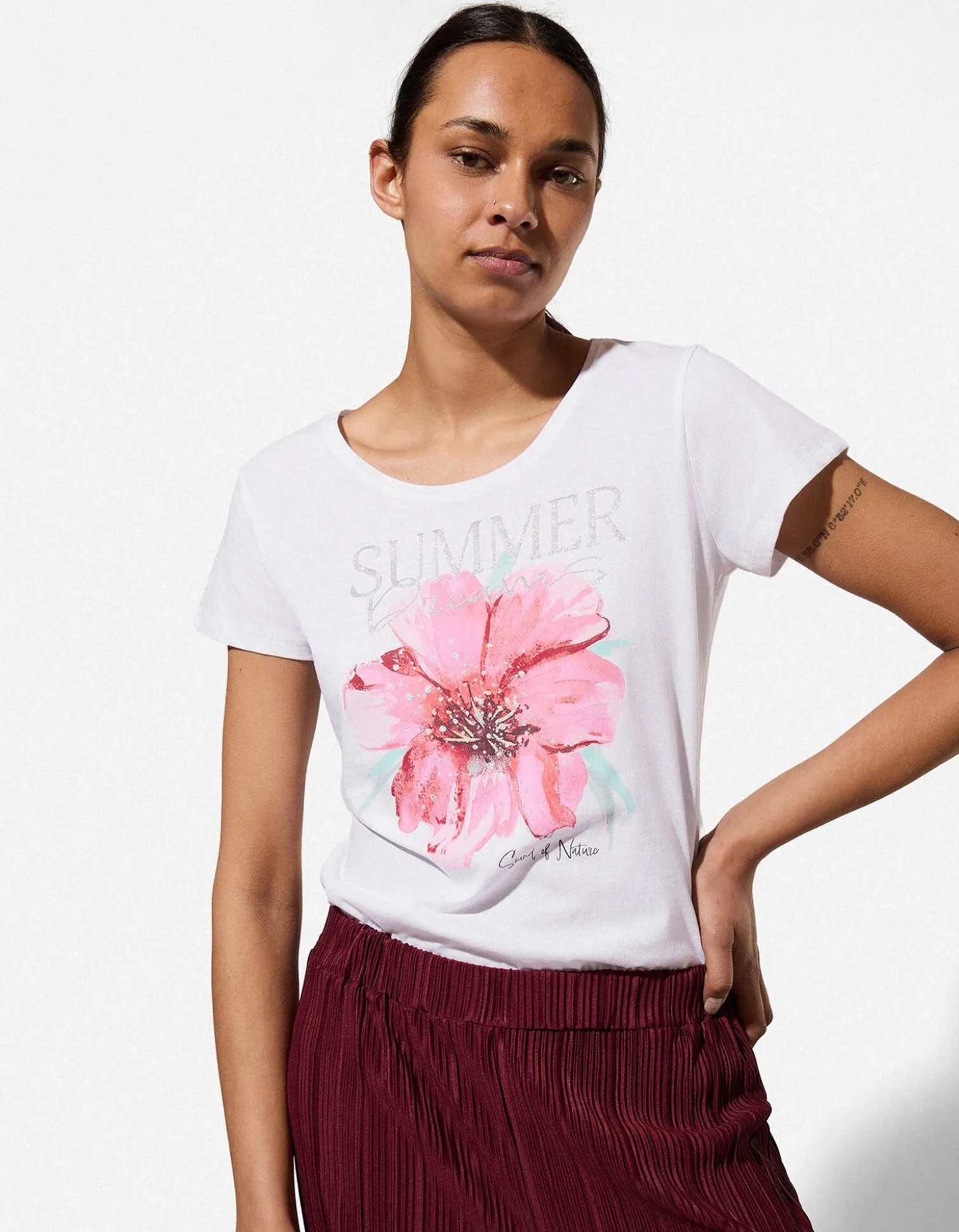 T-Shirt - Glitzerprint - weiß