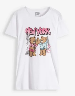 T-Shirt - Glitzerprint - weiß
