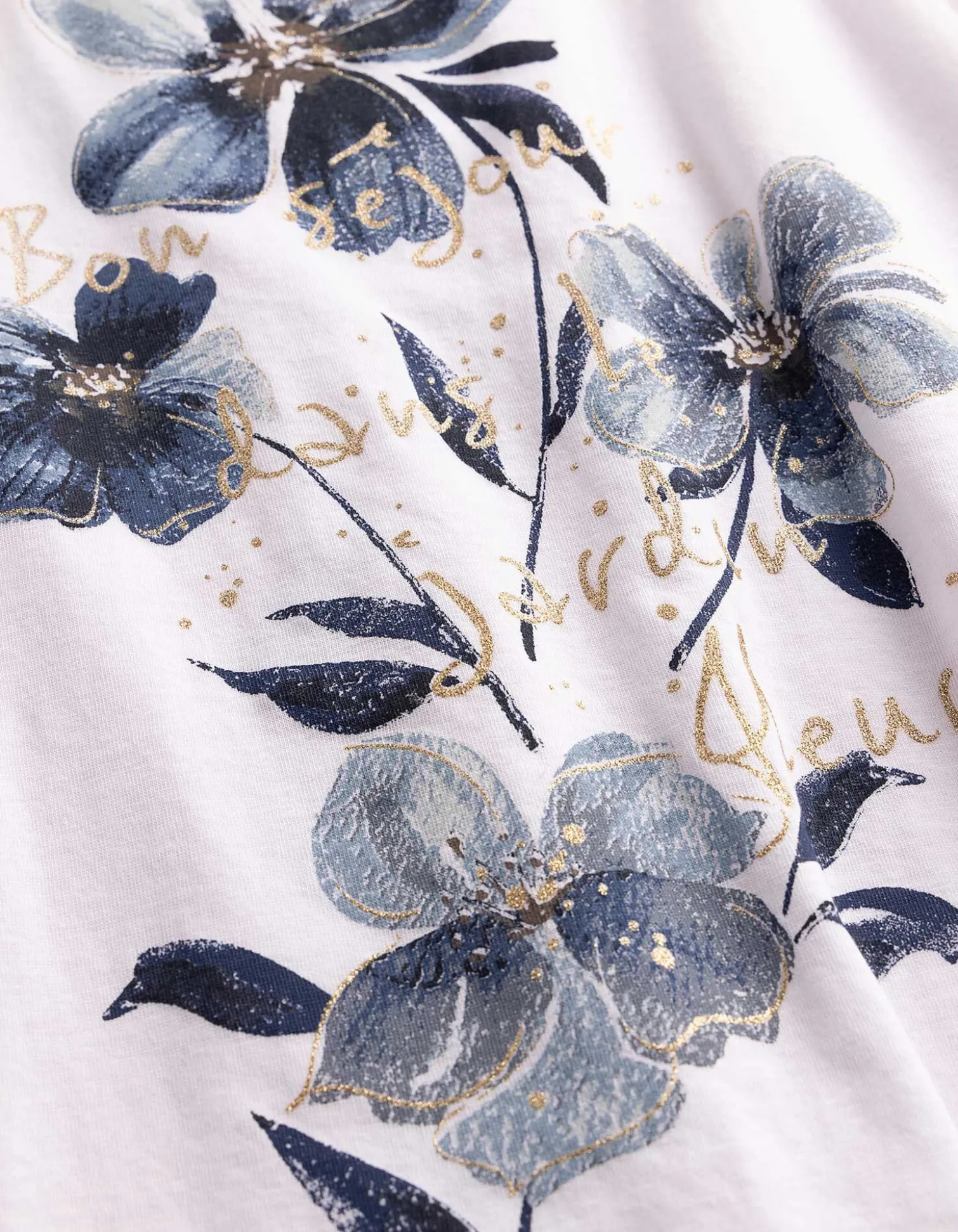 T-Shirt - Glitzerprint - weiß